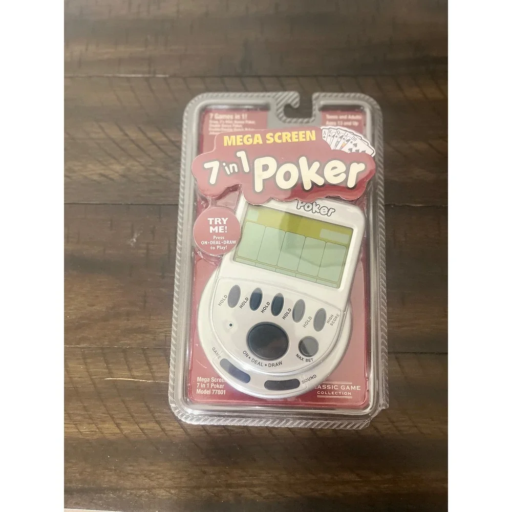 Classic Game Collection Mega Screen 7 in 1 Poker Handheld Electronic Game 77801